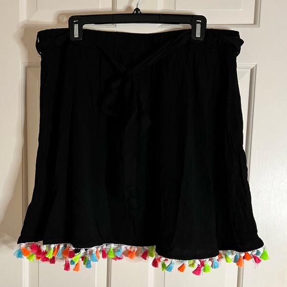 SHEIN Dresses & Skirts - ⭐️Host Pick x2⭐️ Shein black skirt or beach cover with colorful tassels